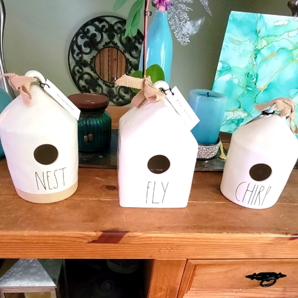3 RAE DUNN BIRDHOUSES